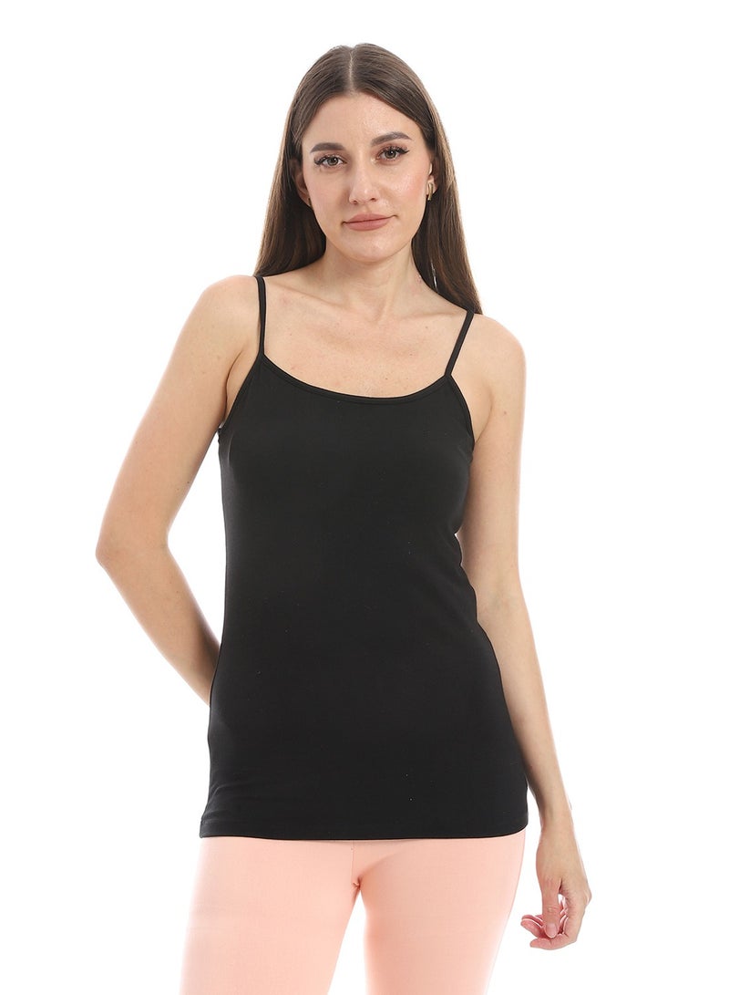 Andora Black Spaghetti Sleeves Slip On Top_Black - Image 1