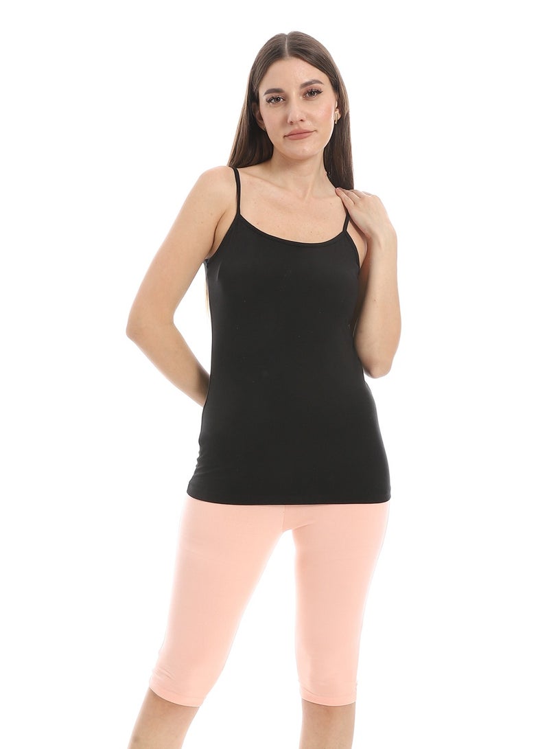 Andora Black Spaghetti Sleeves Slip On Top_Black - Image 5