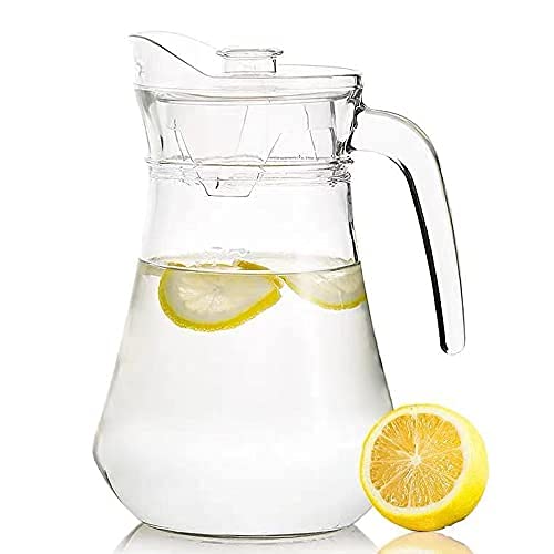 ROSEFINCH Glass Pitcher with lid 1100 ml Large Heat Resistant Glass Beverage Pitcher Glass Water Pitcher with Lid and Handle Carafe for Iced Tea Wine Coffee Milk and Juice Beverage Pack of 1 - Image 5