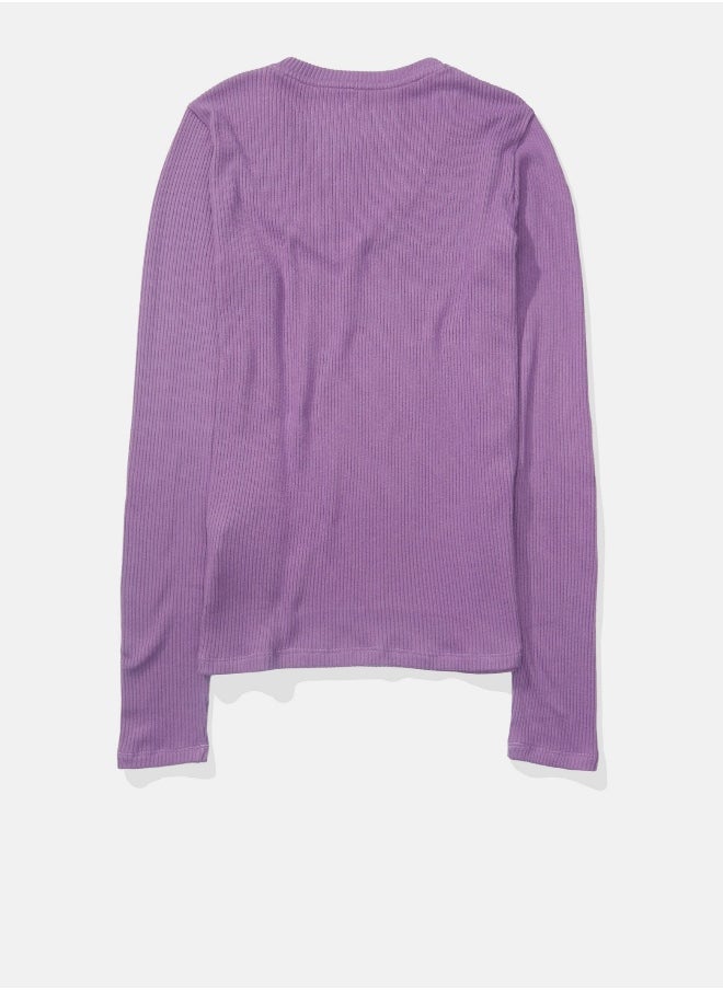 American Eagle AE Plush Long-Sleeve V-Neck Tee  - Image 4