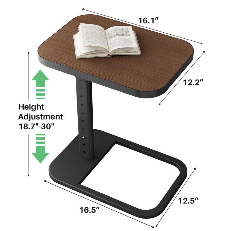 Kitstorack Upgraded TV Tray Table with Panel Lock, 90Â° Flip-Over Design & Adjustable Height, Sofa Arm Side Table for Eating, Laptop, Couch, Bed, or Small Spaces, Espresso - Image 5
