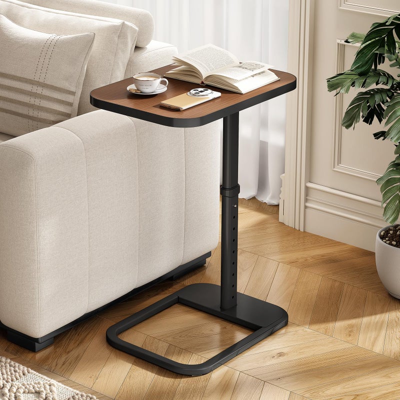 Kitstorack Upgraded TV Tray Table with Panel Lock, 90Â° Flip-Over Design & Adjustable Height, Sofa Arm Side Table for Eating, Laptop, Couch, Bed, or Small Spaces, Espresso - Image 1