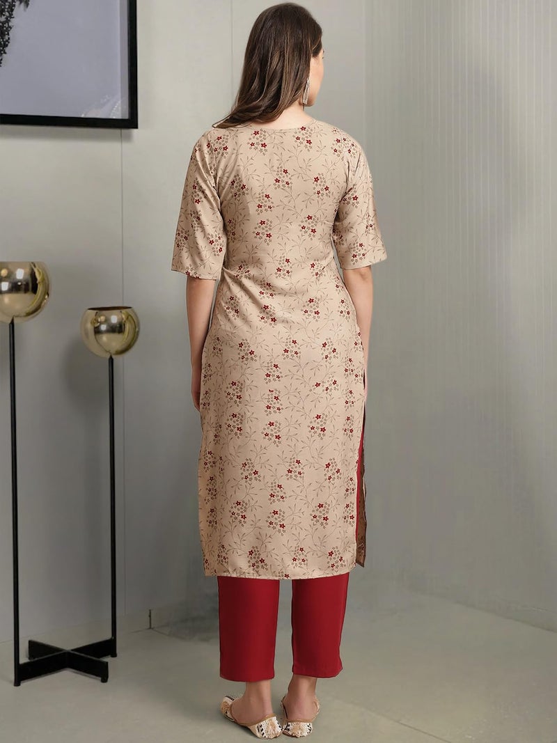Tee Projekt Crepe Printed Kurta & Pant Set for Women Ethnic Wear Casual Wear Kurta Set - Image 4