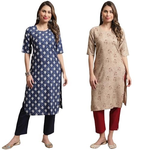 Tee Projekt Crepe Printed Kurta & Pant Set for Women Ethnic Wear Casual Wear Kurta Set - Image 1