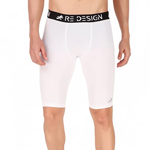 ReDesign Apparels Men Compression Men's Shorts Tights (Nylon) Skins for Gym, Running, Swimming, Cricket, Cycling, Basketball, Yoga, Football, Tennis, Badminton & More (Large, Premium White) - Image 1
