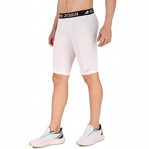 ReDesign Apparels Men Compression Men's Shorts Tights (Nylon) Skins for Gym, Running, Swimming, Cricket, Cycling, Basketball, Yoga, Football, Tennis, Badminton & More (Large, Premium White) - Image 2