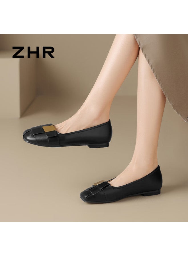 Zhr Zese Flat Elegant Commuter Slip-on Boat Shoes For Women Lightweight Comfortable Low-cut Shoes Bl387 Black 40 - Image 2