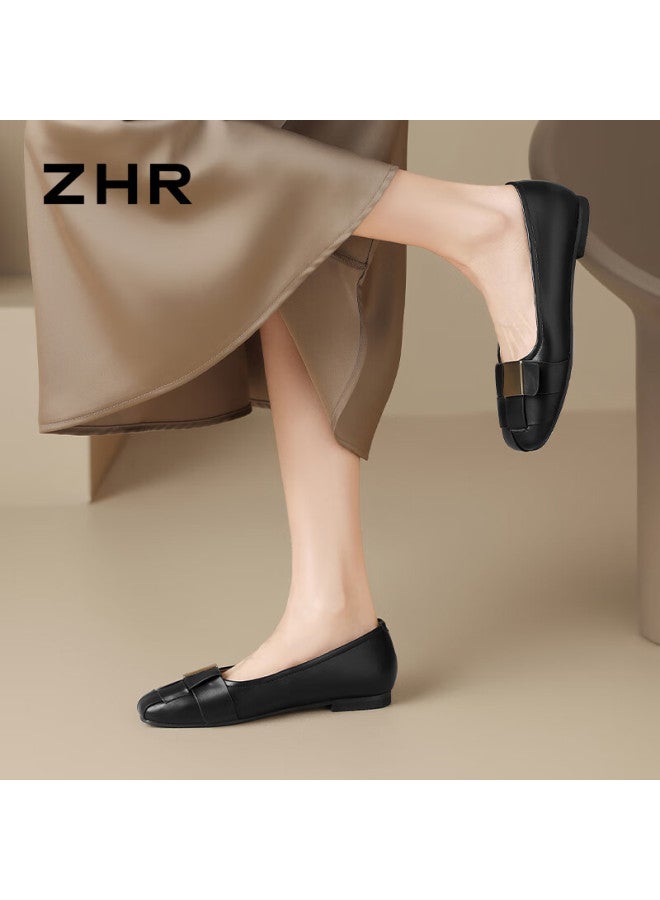 Zhr Zese Flat Elegant Commuter Slip-on Boat Shoes For Women Lightweight Comfortable Low-cut Shoes Bl387 Black 40 - Image 3