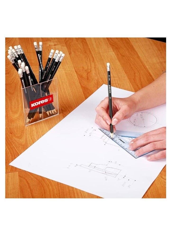 Kores Graphite Pencils for Kids and Adults with Soft Lead and Eraser Tip, Triangular Shape, School and Office Supplies for Writing, Drawing and Sketching, Pack of 12  - Image 2