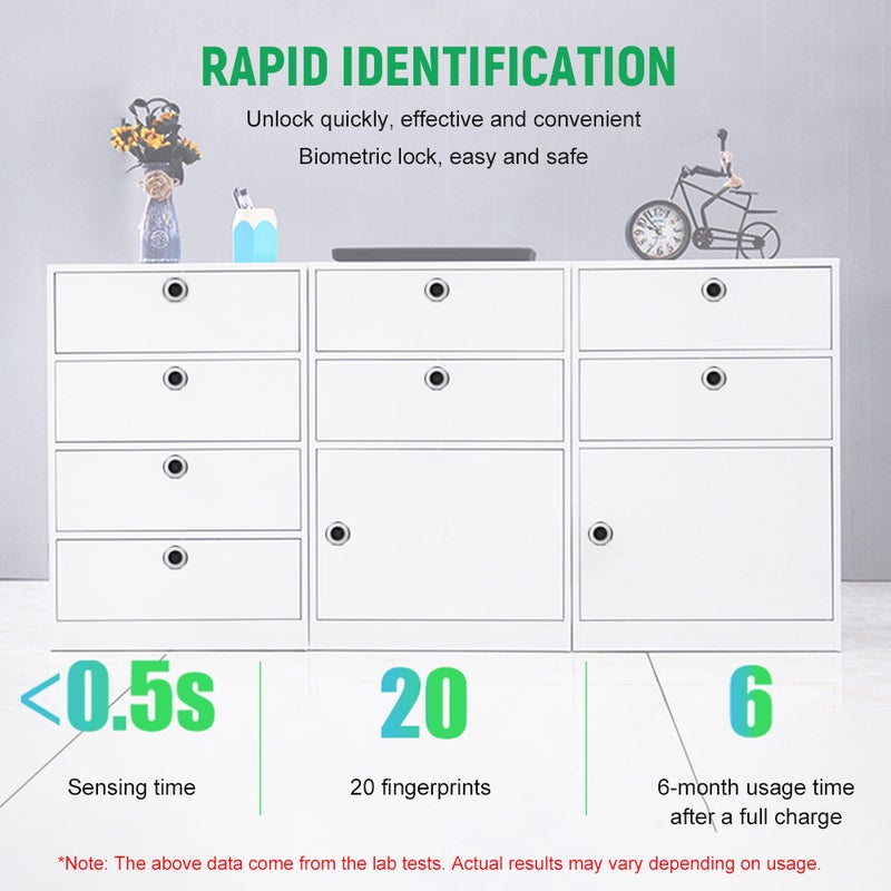 T21 Smart Fingerprint Lock  Electronic Drawer Lock Keyless Biometric Cabinet Lock USB Rechargeable Lock for Home Office - Image 3