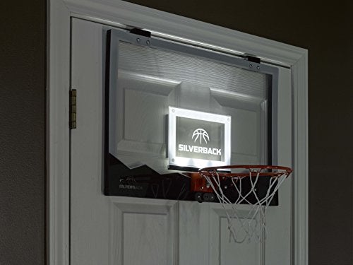 Silverback LED Light-Up Over the Door Mini Basketball Hoop - 18" - Includes Mini Basketball and Air Pump - Image 3