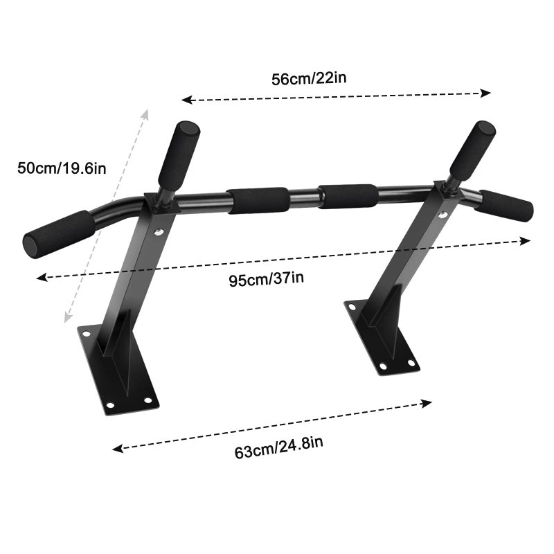 Elitecran Wall-Mounted Pull-Up Bar, Fitness Pull-Up Bar for Wall Mounting, Wall Mounted Pull Bar with 6 Non-Slip Handles and Fix with 8 Expansion Screws - Image 2