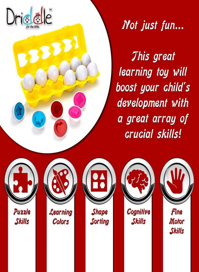Driddle Color & Shapes Matching Egg Toy - Shape Sorting & Color Recognition Learning Toy for Toddlers - Preschool Game - Montessori Education - Easter Eggs - Image 2