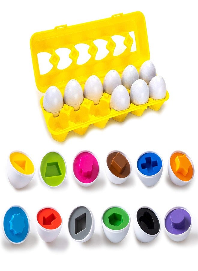 Driddle Color & Shapes Matching Egg Toy - Shape Sorting & Color Recognition Learning Toy for Toddlers - Preschool Game - Montessori Education - Easter Eggs - Image 1