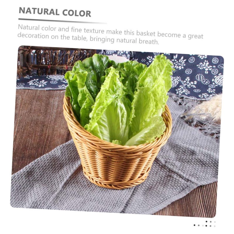 Handmade Rattan Basket Large Storage For Vegetables Fruits Kitchen Dining Tabletop - Image 4