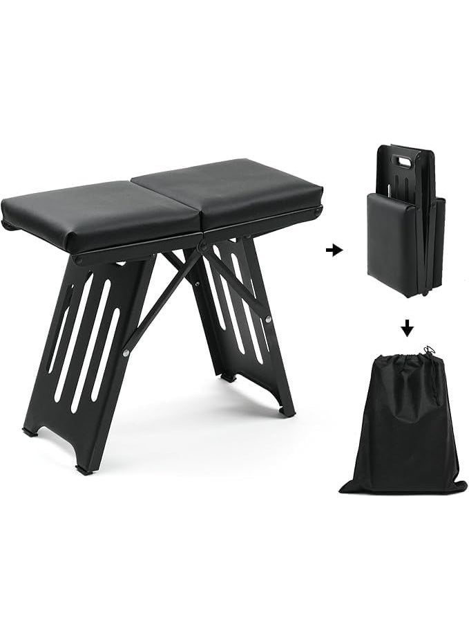 7MD Compact Folding Camping Stool, Portable Lightweight Outdoor Chair for Travel Picnic Fishing BBQ Hiking Beach Garden, Strong Steel Frame Folding Seat with Carry Bag for Adults and Kids - Image 1