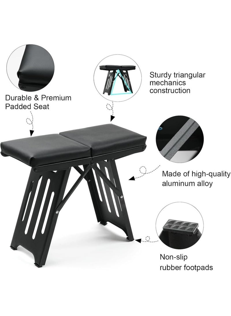 7MD Compact Folding Camping Stool, Portable Lightweight Outdoor Chair for Travel Picnic Fishing BBQ Hiking Beach Garden, Strong Steel Frame Folding Seat with Carry Bag for Adults and Kids - Image 2