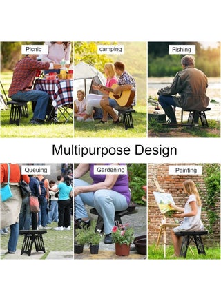 Compact Folding Camping Stool, Portable Lightweight Outdoor Chair for Travel Picnic Fishing BBQ Hiking Beach Garden, Strong Steel Frame Folding Seat with Carry Bag for Adults and Kids - view 5