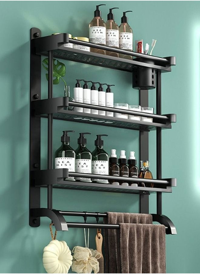 3 Tier Black Stainless Steel Shelves Black Bathroom Shelves Kitchen Shelves Book Shelves for Wall Suitable for Bathroom Kitchen Bedroom with Towel Rail 6 Hooks and Removable Chopsticks Tube - pzsku/Z0E7DB7531A9571F1EE9CZ/45/_/1672367438/7d3008cc-824d-458e-b15c-3fbc008d6e54