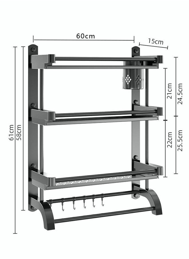 3 Tier Black Stainless Steel Shelves Black Bathroom Shelves Kitchen Shelves Book Shelves for Wall Suitable for Bathroom Kitchen Bedroom with Towel Rail 6 Hooks and Removable Chopsticks Tube - pzsku/Z0E7DB7531A9571F1EE9CZ/45/_/1684722439/46fc1676-4784-49b5-b113-2638a0e561f5