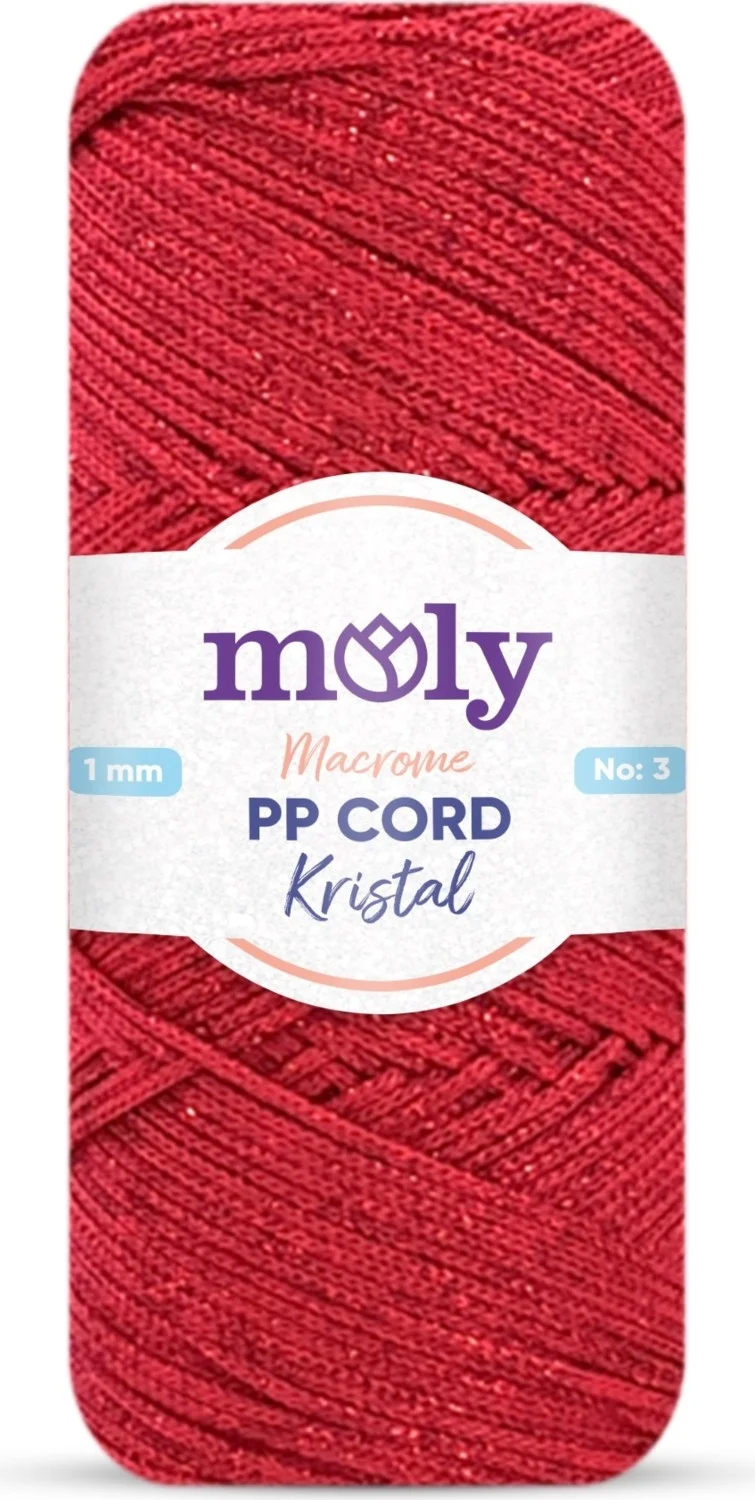 MOLY PP Cord Crystal Glitter Polyester Macrame Hand Knitting Yarn 200 gr