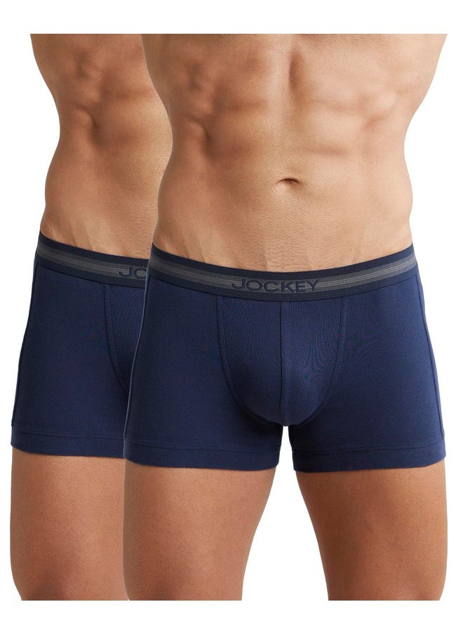 JOCKEY - Jockey Men's Super Combed Cotton Rib Solid Trunk with Stay Fresh Properties (Pack of 2)_Style_1015_Deep Navy_XL - Image 1