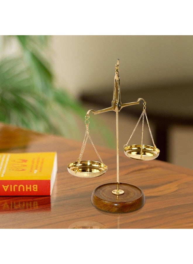 CraftHut Metal Brass Tarazu Showpiece - Symbol of Law & Justice, Decorative Weighing Scale (6 x 2.5 x 6.5 inches) - Image 1