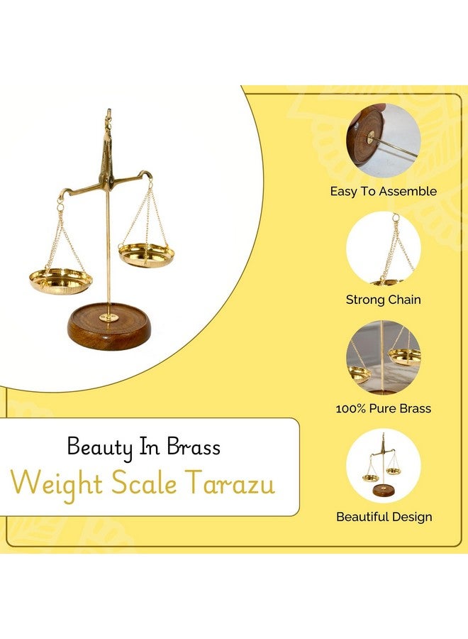 CraftHut Metal Brass Tarazu Showpiece - Symbol of Law & Justice, Decorative Weighing Scale (6 x 2.5 x 6.5 inches) - Image 2