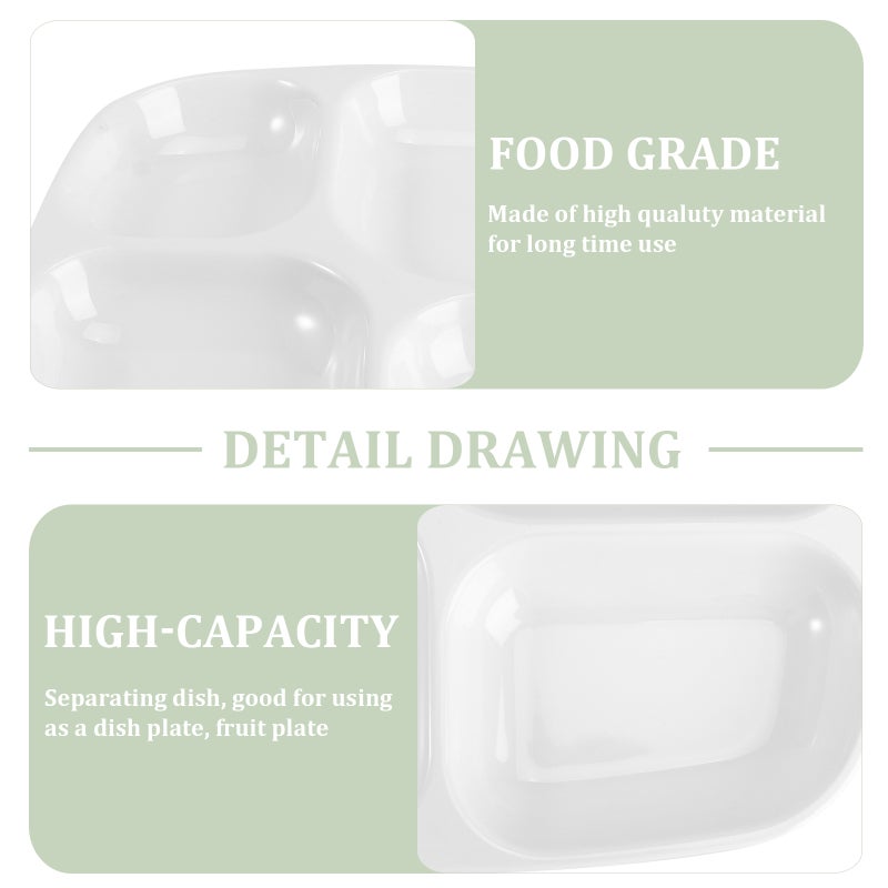 4 Grid Separating Dish Divided Compartments Plate Anti-fall Rice Tray Practical Tableware for Home Restaurant (Yellow and White) - Image 2