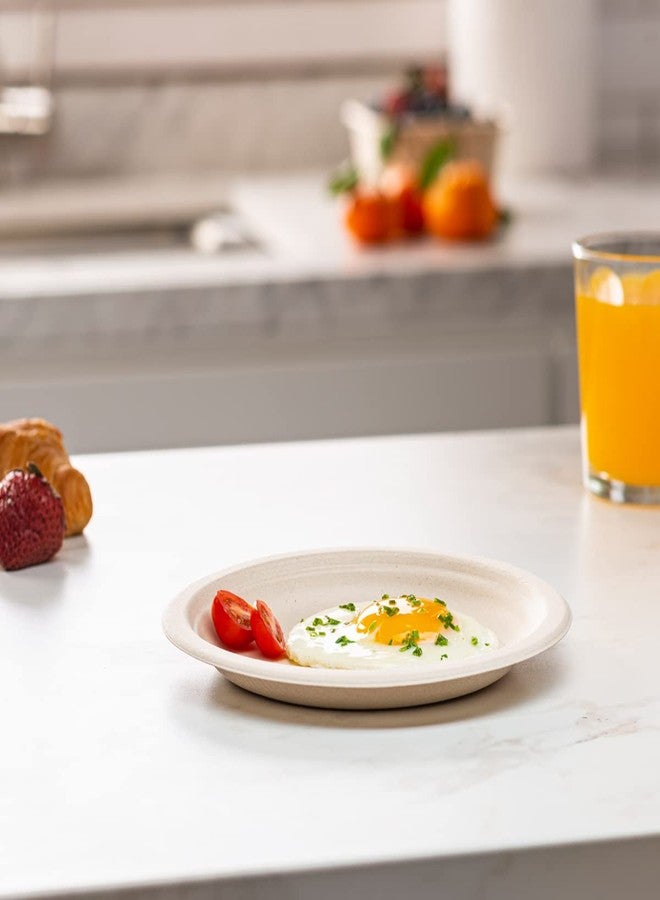 Comfy Package 7 Inch Heavy-Duty Kraft Paper Plates - 125 Pack, 100% Compostable, Biodegradable, Disposable Sugarcane - Brown Unbleached - Image 3