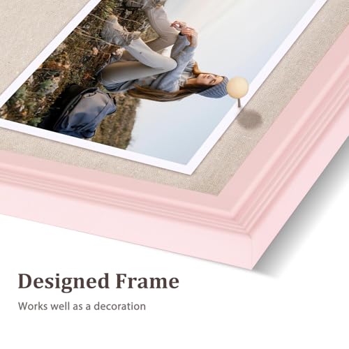 DOLLAR BOSS Bulletin Board with Linen 24'' x 18'' Pink Framed Cork Boards for Walls, Photo Display Pin Board, Decorative Corkboard for Office Home School Girls Dorm Decor with 10 Pushpins, White - Image 3