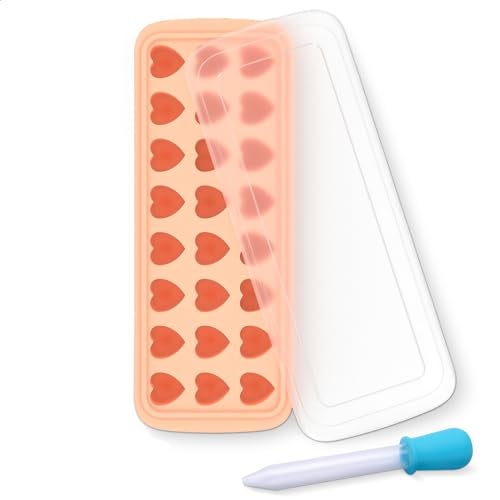 Heart Ice Cube Tray with Lid  24 Cavity Silicone Mold for HeartShaped and Candy  Flexible HeatResistant and Odorless Ice Cube Molds for Cocktails