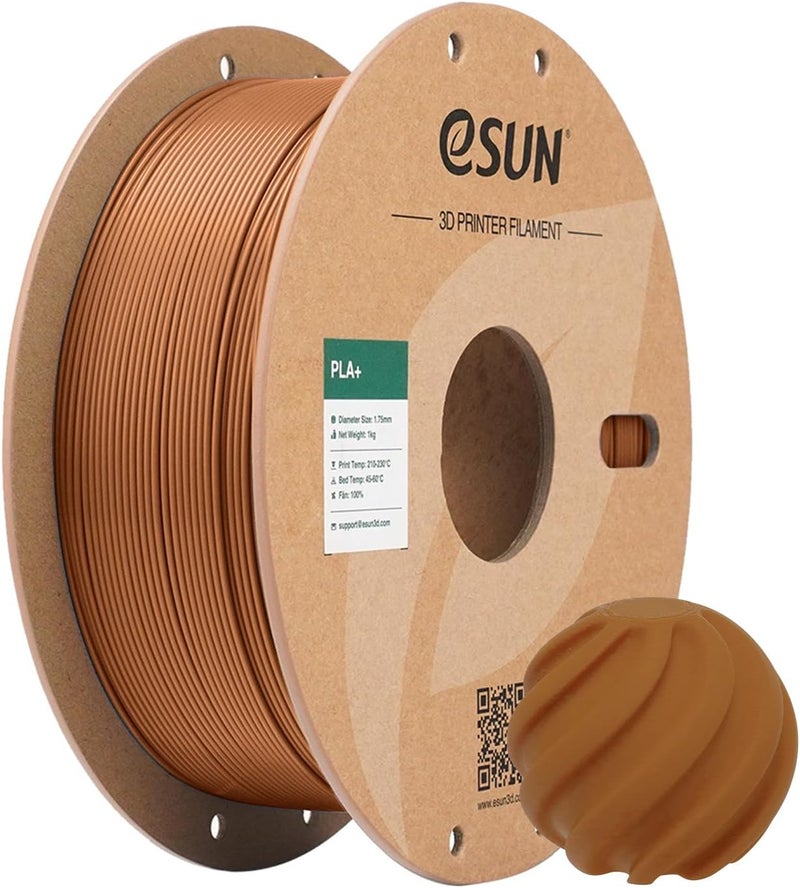 eSUN PLA+ Filament 1.75mm, 3D Printer Filament PLA Plus, Dimensional Accuracy +/- 0.03mm, 1KG Spool (2.2 LBS) 3D Printing Filament for 3D Printers, Brown - Image 1