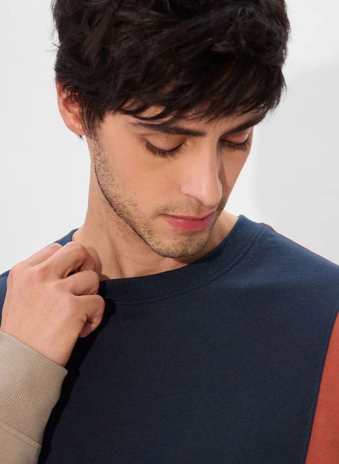 The Souled Store  The Souled Store Men Oversized Colourblocked Full Sleeve T-Shirt  | Best Price UAE