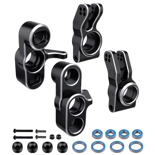GoHobby Aluminum Front Steering Blocks Rear Hubs Stub Axle Carriers Knuckles for 18 ARRMA Typhon 6S 17 Infraction Limitless Mojave 6S BLX Upgrades Replaces AR330187 AR330193 Black - Image 1