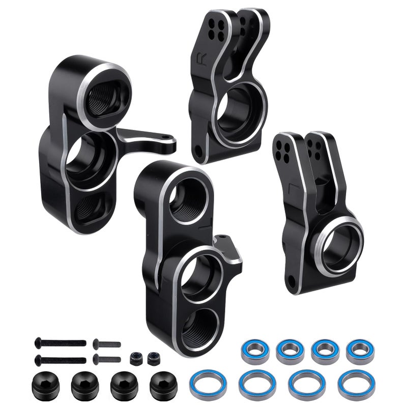 GoHobby Aluminum Front Steering Blocks Rear Hubs Stub Axle Carriers Knuckles for 18 ARRMA Typhon 6S 17 Infraction Limitless Mojave 6S BLX Upgrades Replaces AR330187 AR330193 Black - Image 2