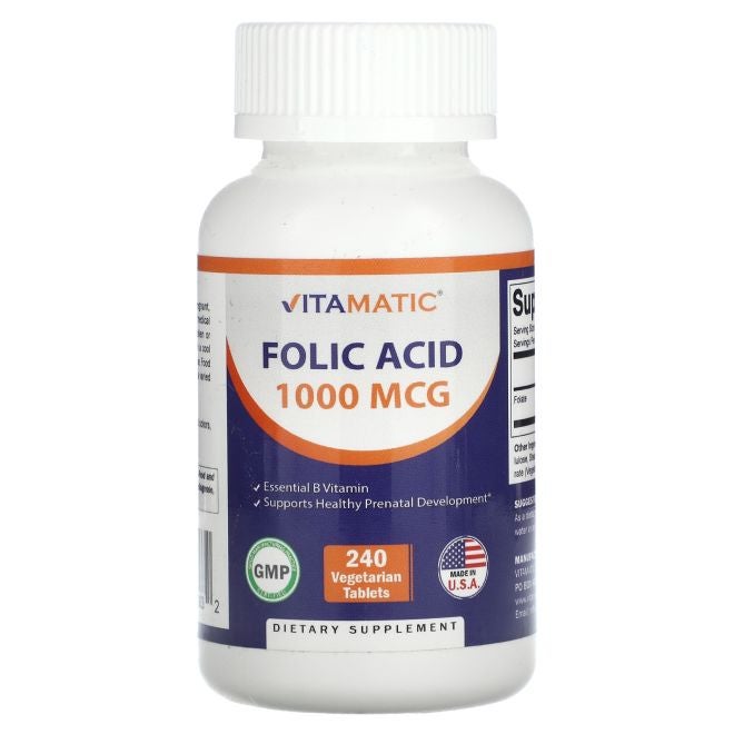 Vitamatic Folic Acid  1000 mcg  240 Vegetarian Tablets - Image 1