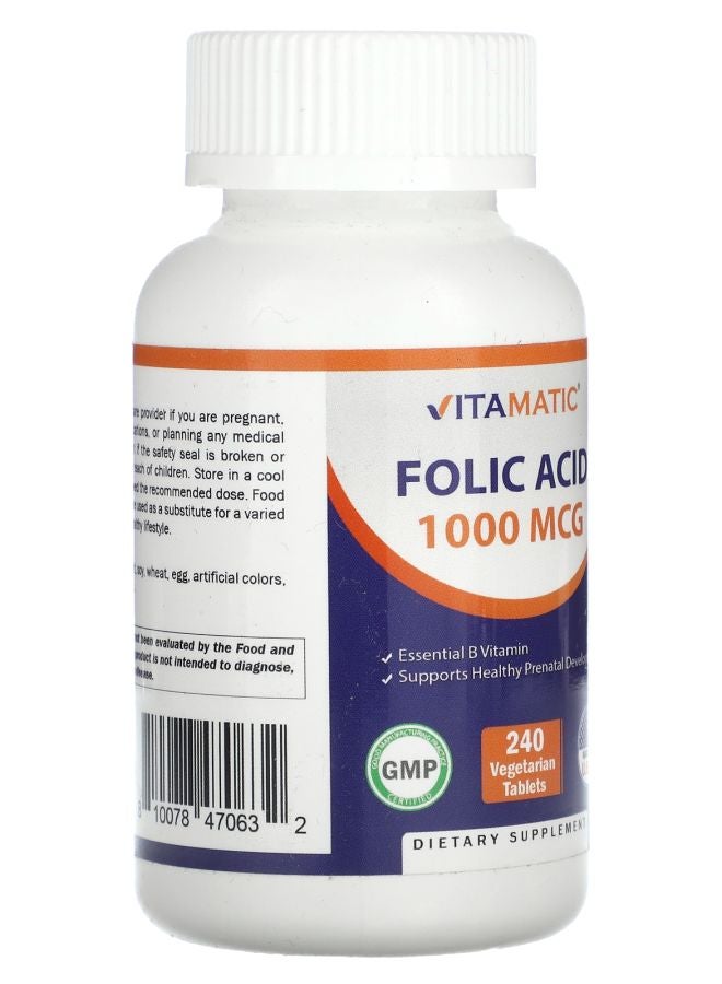 Vitamatic Folic Acid  1000 mcg  240 Vegetarian Tablets - Image 2