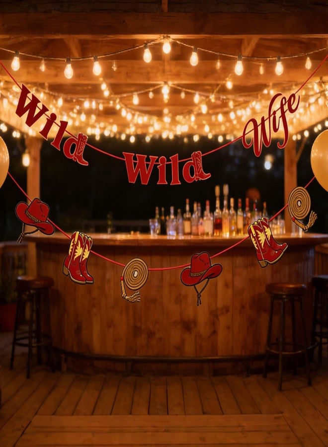 CHOOSE-IT Wild Wild Wife Bachelorette Party Banner - Western Cowgirl Theme Hard Cardstock with Glitter Text for Bridal Shower - Rectangular Sign with Cowgirl Boots, Whip & Cowboy Hat Graphics - Engagement Wedding Decoration - Image 4