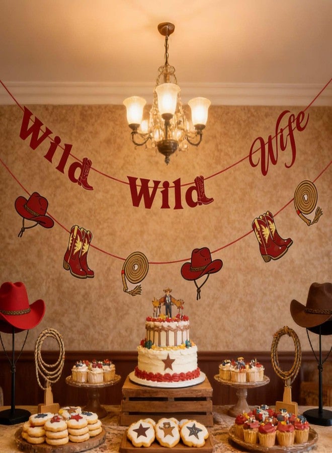 CHOOSE-IT Wild Wild Wife Bachelorette Party Banner - Western Cowgirl Theme Hard Cardstock with Glitter Text for Bridal Shower - Rectangular Sign with Cowgirl Boots, Whip & Cowboy Hat Graphics - Engagement Wedding Decoration - Image 5