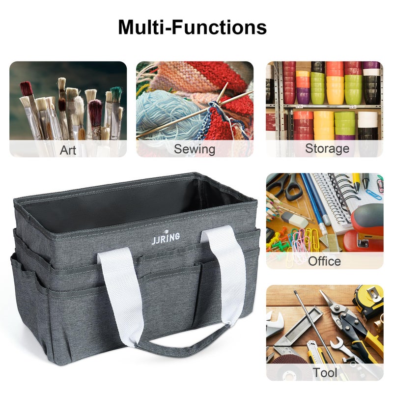 JJRING Craft Organizer Tote Bag, Art Storage Caddy with Multiple Pockets, Grey Sewing Bag for Art, Craft, Scrapbooking, Medical, and Office Supplies Storage - Image 5