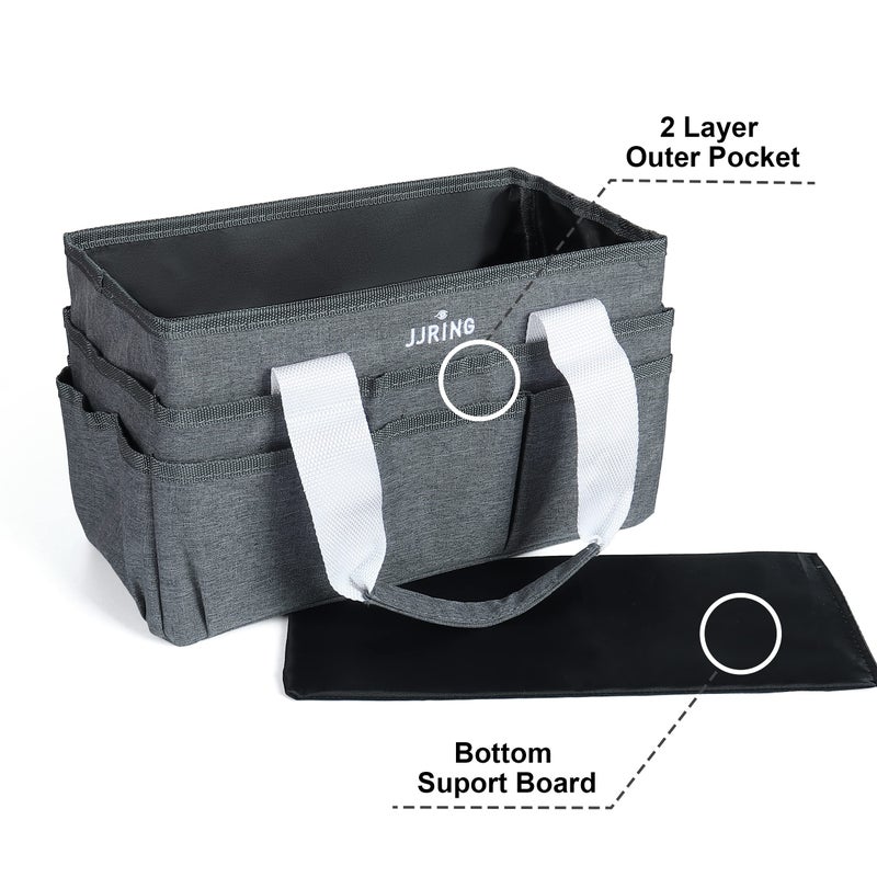 JJRING Craft Organizer Tote Bag, Art Storage Caddy with Multiple Pockets, Grey Sewing Bag for Art, Craft, Scrapbooking, Medical, and Office Supplies Storage - Image 3
