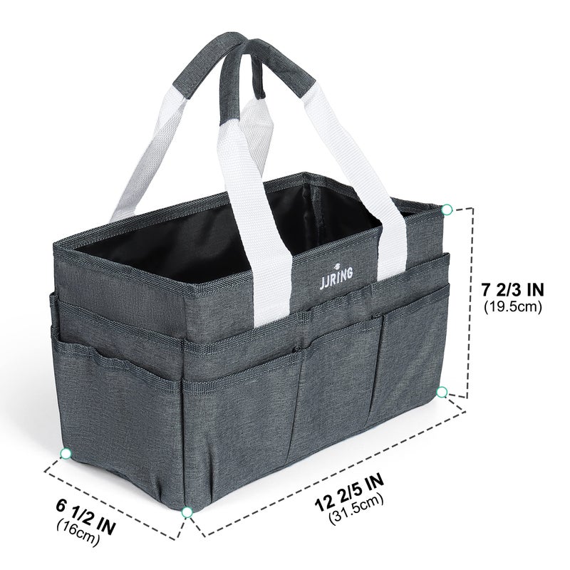 JJRING Craft Organizer Tote Bag, Art Storage Caddy with Multiple Pockets, Grey Sewing Bag for Art, Craft, Scrapbooking, Medical, and Office Supplies Storage - Image 2