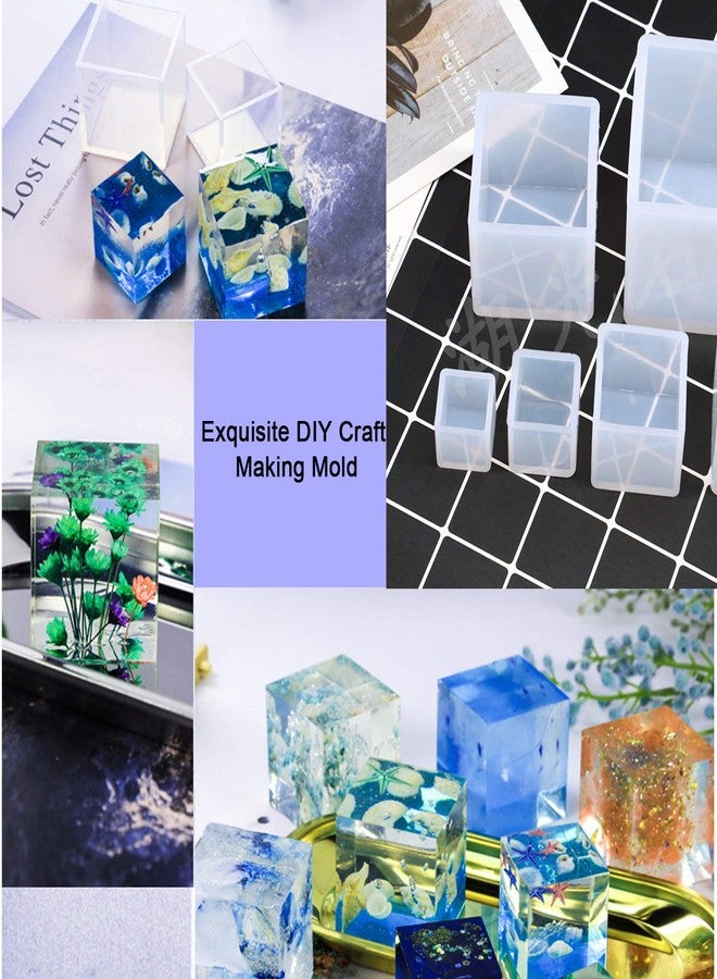 Luckkyme Resin Casting Molds Square Mold Cube Silicone Molds for DIY Craft Making Silicone Clear Casting Molds, 4Size - Image 3