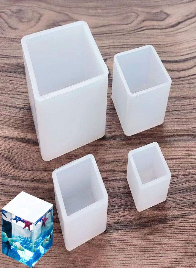 Luckkyme Resin Casting Molds Square Mold Cube Silicone Molds for DIY Craft Making Silicone Clear Casting Molds, 4Size - Image 1