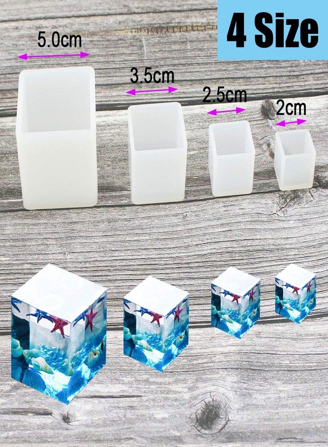 Luckkyme Resin Casting Molds Square Mold Cube Silicone Molds for DIY Craft Making Silicone Clear Casting Molds, 4Size - Image 2