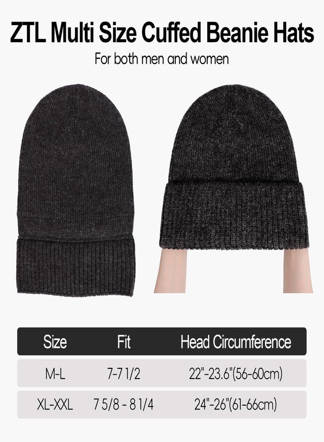 ZTL Oversize M/L/XL/XXL Beanie Hats for Men 30% Merino Wool Knit Hat, Winter Hats for Women Thick Warm Lined Cold Weather Skull Cap(Black Grey Mix,XXL) - Image 4