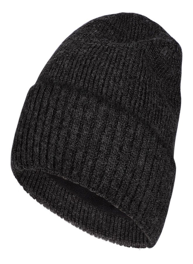 ZTL Oversize M/L/XL/XXL Beanie Hats for Men 30% Merino Wool Knit Hat, Winter Hats for Women Thick Warm Lined Cold Weather Skull Cap(Black Grey Mix,XXL) - Image 1