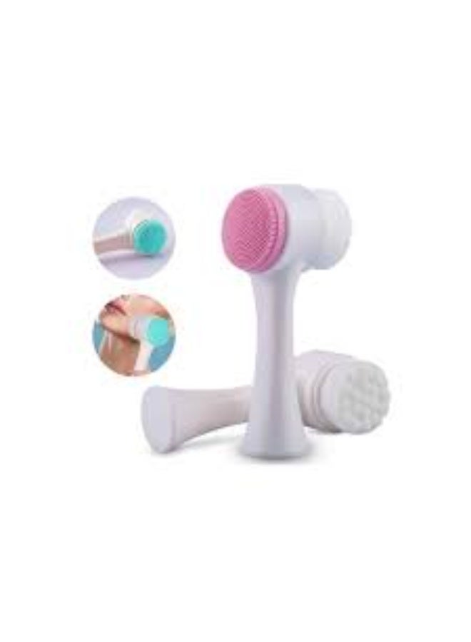 Double Face Cleanser Face Brush Soft Hair Silicone Face Washer Manual Makeup Remover Deep Cleansing Brush Random Color - Image 1