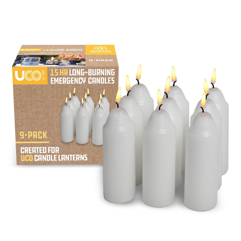15Hour White Candles for UCO Candle Lanterns LongBurning Candles for Outdoor Camping Prepping Supplies and Emergency Preparedness 9Pack